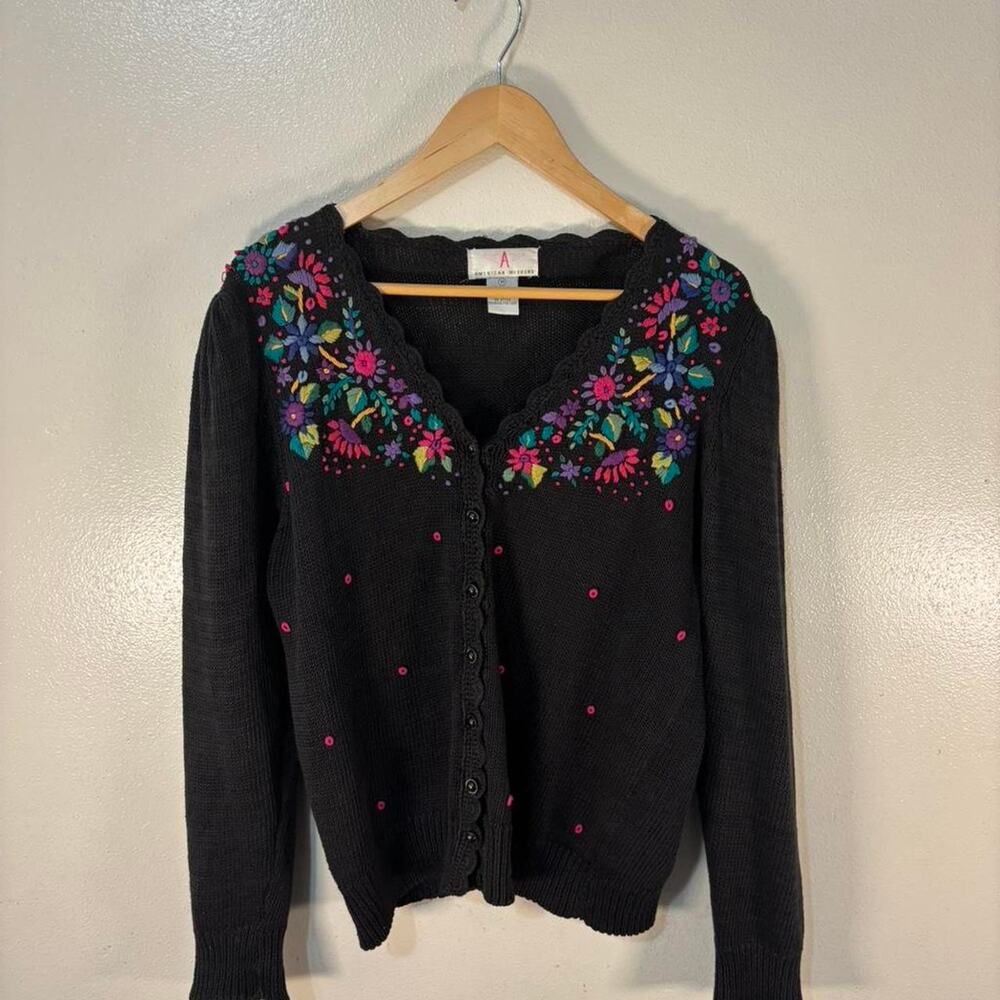 Vintage American Weekend Embroidered Cardigan Sweater
